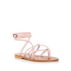 KJACQUES Womens Pink Strappy Zenobie Round Toe Leather Thong Sandals Shoes 37